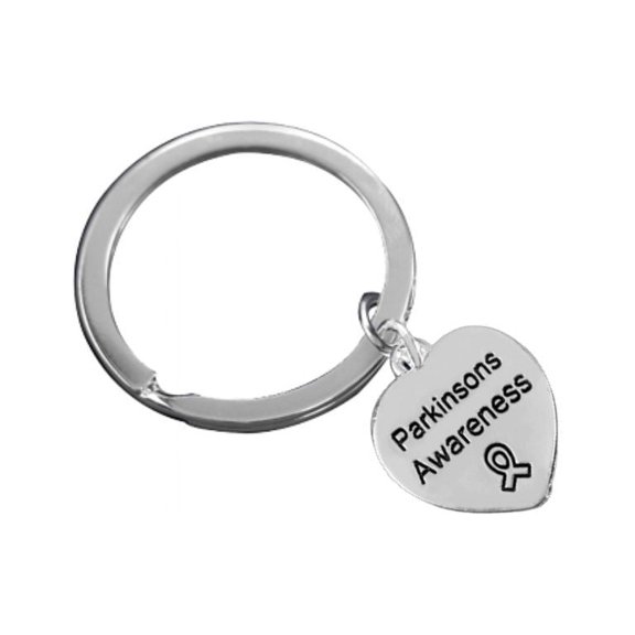 Parkinson's Disease Heart Awareness Charm Split Key Rings