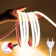 thumbnail image 3 of Tira de luces LED COB de 220 V, enchufe de alimentación de la UE con interruptor, cinta flexible de 220 V, iluminación impermeable para decoración del hogar, habitación y exterior, 3 of 5