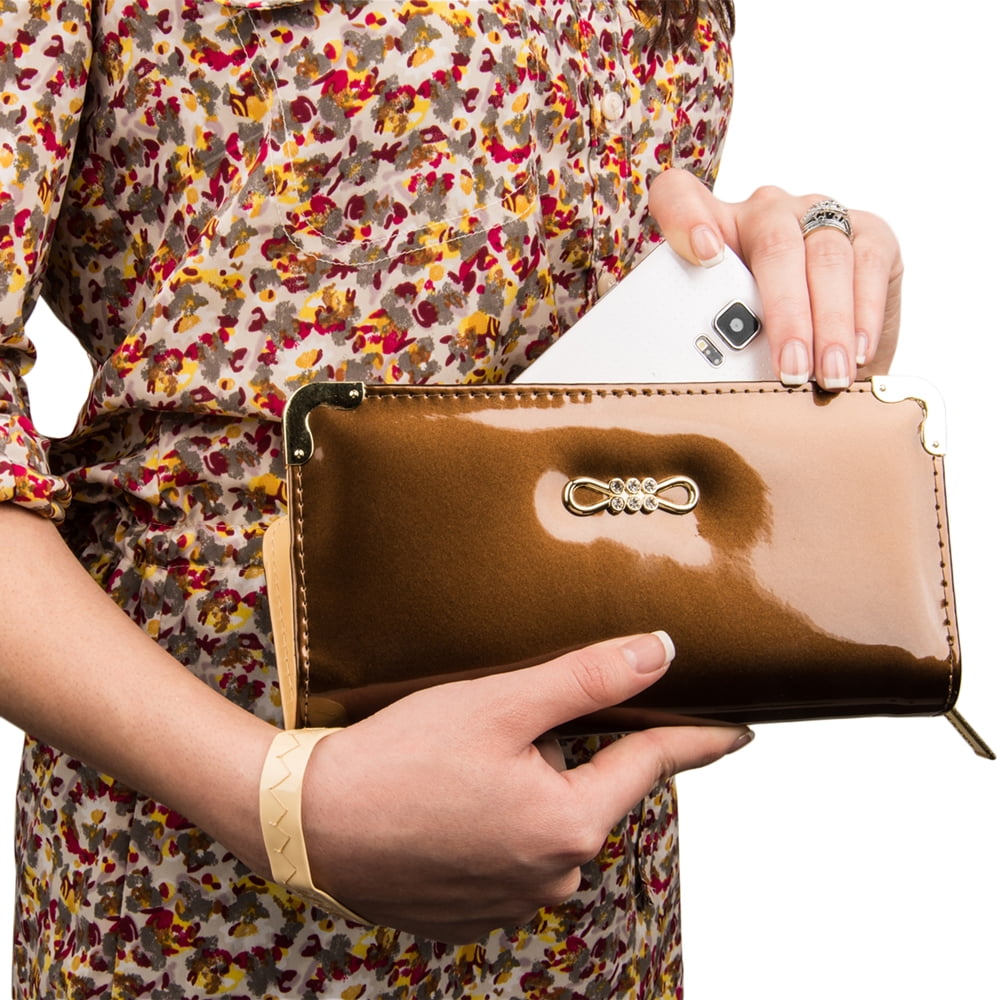 WALLYN'S Women Patent Leather Wallets Fashion Clutch Purses