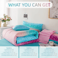 thumbnail image 4 of PERFEMET 6Pcs Turquoise Pink Queen Bed in a Bag Comforter Set Gradient Colorful Glitter Galaxy Bedding Set for Kids Teens, 4 of 8