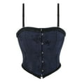 thumbnail image 3 of Sexy Lace Bustier Corset Crop Tops for Women - Summer Spaghetti Strap Corset Bustier Fashion Going Out Top, M, Dark Blue, 3 of 8