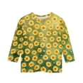thumbnail image 4 of Cute Teen Girl Shirts Size 7 Summer 3/4 Sleeve Daisy Printed Tee Tops Casual Soft Lightweight Big Sister Outfit Crew Neck Shirts Green 5-6 Years, 4 of 5