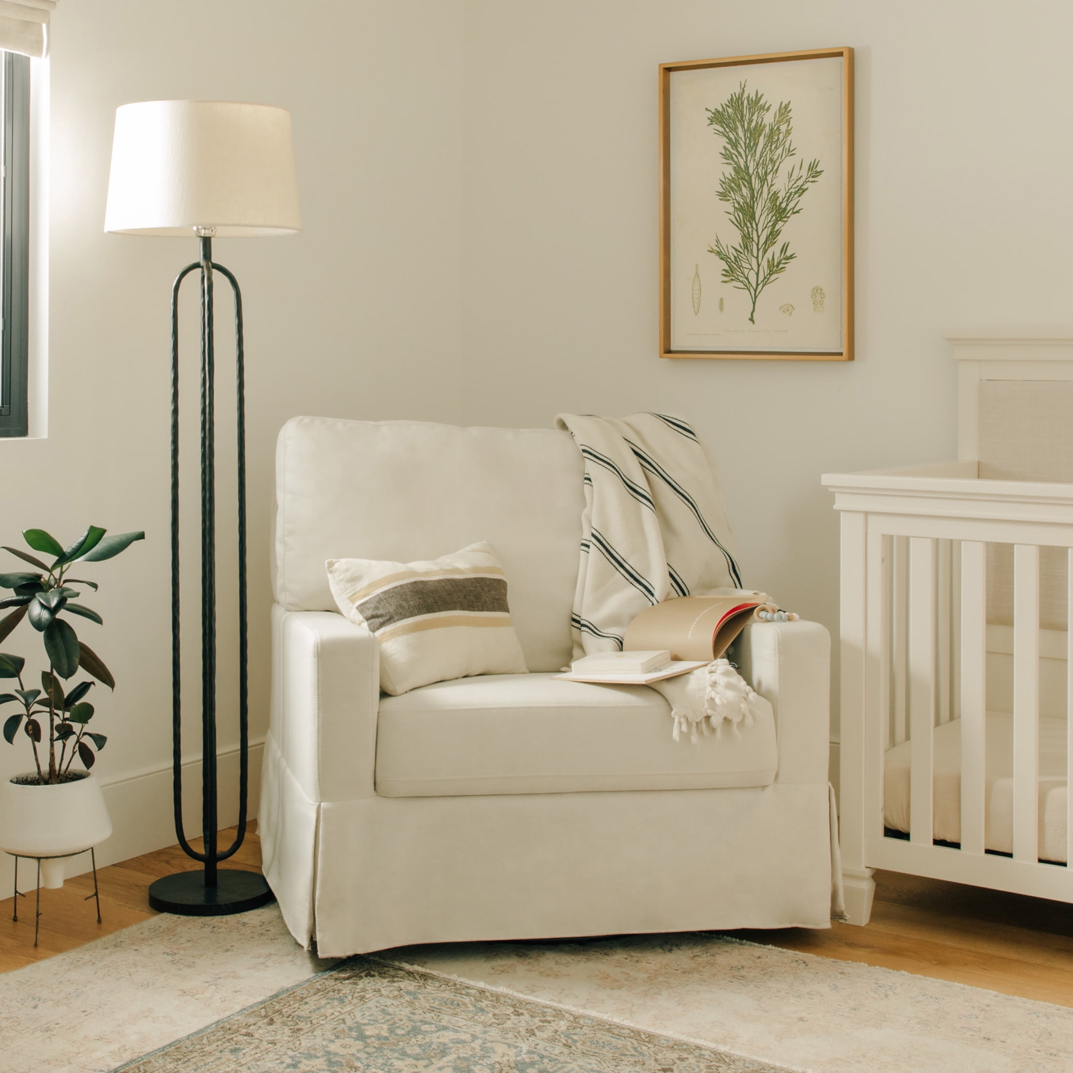 Namesake Crawford Pillowback Chair and a Half Comfort Swivel Glider