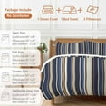 thumbnail image 6 of Blue Brown Duvet Cover Set Queen Size, Stripes 4 Piece Soft Microfiber Bedding Set with 1 Duvet Cover, 1 Flat Sheet, 2 Pillowcases, 6 of 9