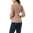 thumbnail image 3 of INSPIRE CHIC Womens' Fall Winter V Neck Wrap Long Sleeve Casual Sweater Tops XL Khaki, 3 of 6