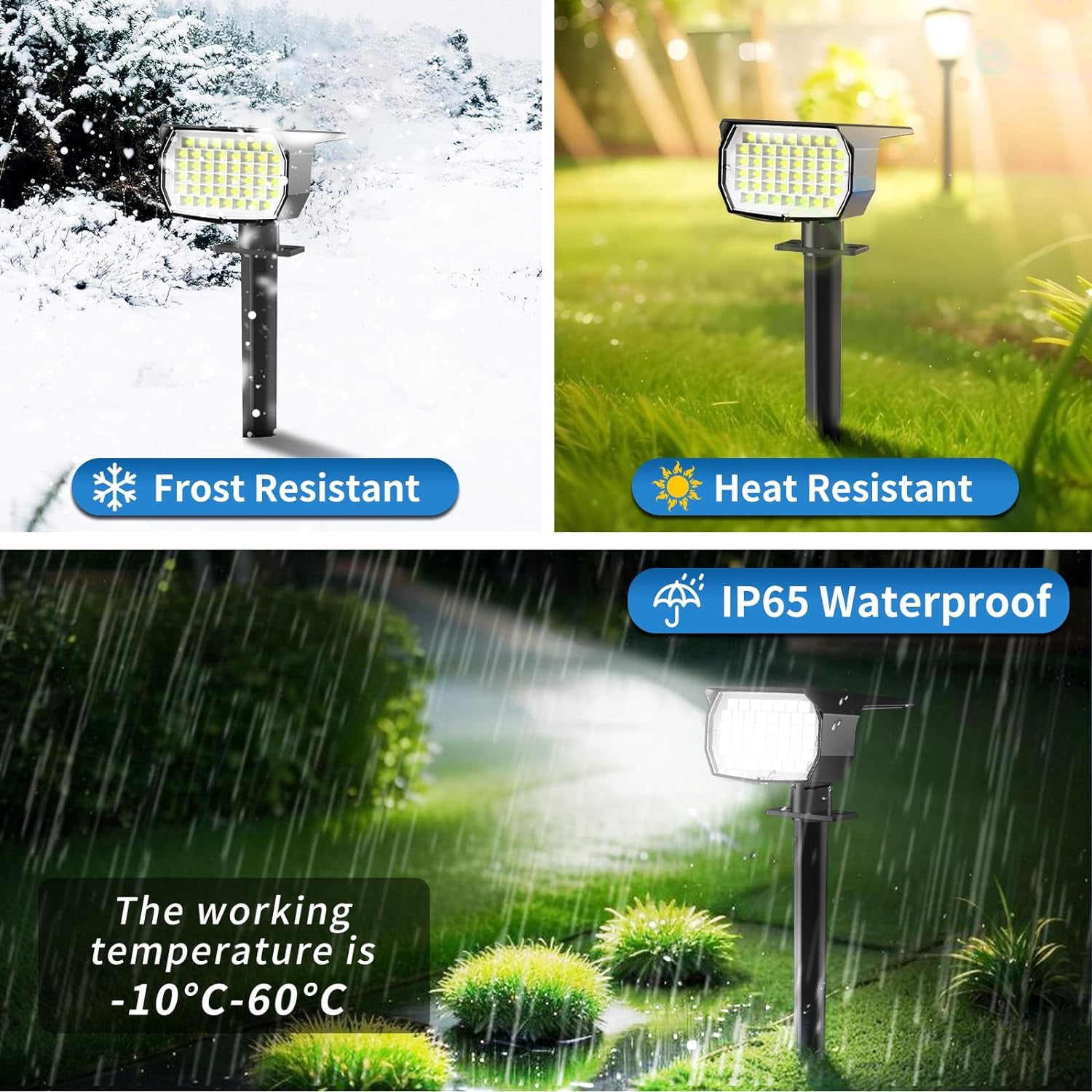 Solar Lights Outdoor, 6 pack, 3 Modes, 2-in-1 Auto On/Off, Waterproof Landscape Solar Spotlights for Yard, Garden, Wall, Pathway - Cool White