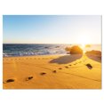 thumbnail image 2 of Large Footprints on Beach Sand - Modern Beach Canvas Art Print, 2 of 3