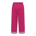 thumbnail image 5 of LEKODE Women Linen Pants Elastic Waist Drawstring Straight Leg Summer Casual Cropped Trousers with Pockets Hot Pink L, 5 of 7