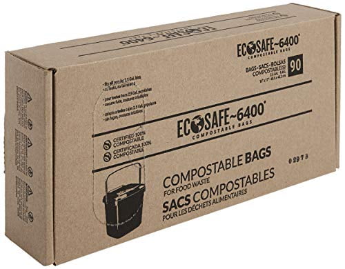 2.5-Gallon Green EcoSafe-6400 CP1617-6 Certified Compostable Bag Pack of 90