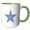 Green/White, variant on 3drose, Abstract Isolated Geometrical Petal Ornament Star Polygon, 11oz Two-tone Black Mug