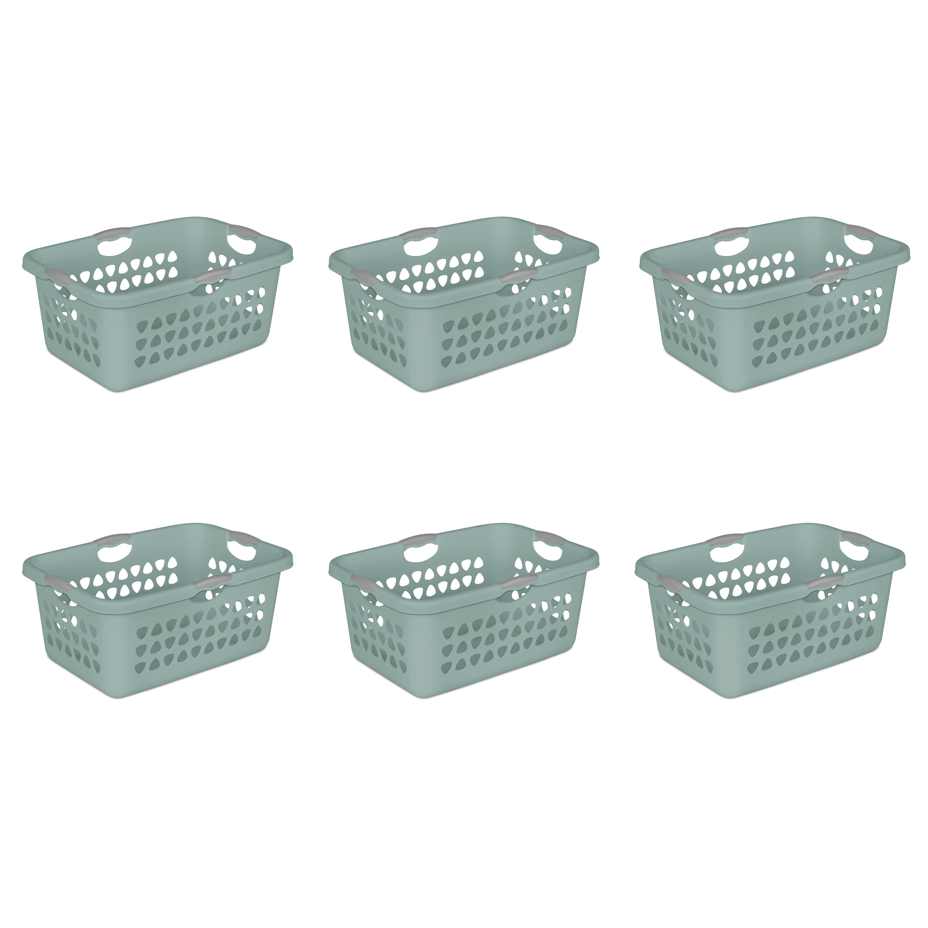 Sterilite Plastic 2 Bushel Ultra™ Laundry Basket Aqua Slate Set of 6