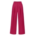 thumbnail image 4 of Yuhangmm Women's Pants Women Wide Leg Casual Pants High Waisted Stretchy Business Work Trousers Dressy Outfits with Pockets for Everyday Wear Hot Pink M, 4 of 5