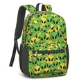thumbnail image 2 of Alien Head Bright Green Pattern 17" School Backpacks for Teens,Waterproof Oxford Fabric,S-Shape Padded Straps for School,Travel,Hiking,Camping, 2 of 6
