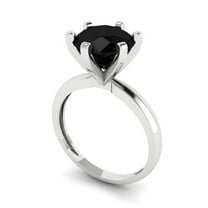 3ct round cut black natural onyx 18k white gold Bridal Wedding Engagement Promise Anniversary Ring for Women size 10.25
