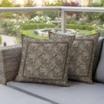 thumbnail image 3 of Pack of 2 Grey Boho Outdoor Pillow Covers Decorative, Waterproof Pillow Protector, Vintage Ethnic Tribe Abstract Art Floral Throw Pillowcases Accent Cushion Cases for Patio Couch Sofa 20"x20", 3 of 8