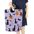 thumbnail image 4 of Yayeee Freestanding Laundry Hamper with Handle Collapsible Large Storage Basket for Clothes, Purple Halloween Pumpkin, 4 of 7