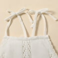 thumbnail image 4 of Infant Baby Girl Summer Clothes Outfits Boho Knit Crochet Spaghetti Straps Bodysuit+Drawstring Short Pants Set Brown 9-12 Months, 4 of 7