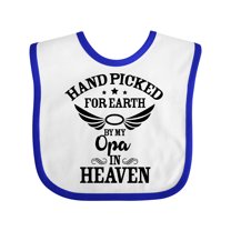 Inktastic Handpicked for Earth by My Opa in Heaven with Angel Wings Boys or Girls Baby Bib