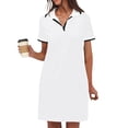 thumbnail image 1 of LOVZFMLL Robe Polo pour Femmes Été Décontractée Col en V Manches Courtes Fluide Couleur Contrastante Coupe Droite Robes T-Shirt avec Poches Blanc G, 1 of 8