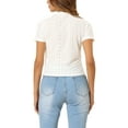 thumbnail image 3 of INSPIRE CHIC Casual Crop Top for Women's Hollow Out Slim Fit Short Sleeve Tee Top White XS, 3 of 5