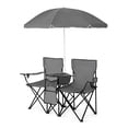 thumbnail image 6 of COWIN Outdoor Foldable Picnic Double Chair ,Camping Chairs with Umbrella Camping Double Portable Chairs Folding Beach Chair with Insulation Bag,Backpacking Gray, 6 of 7