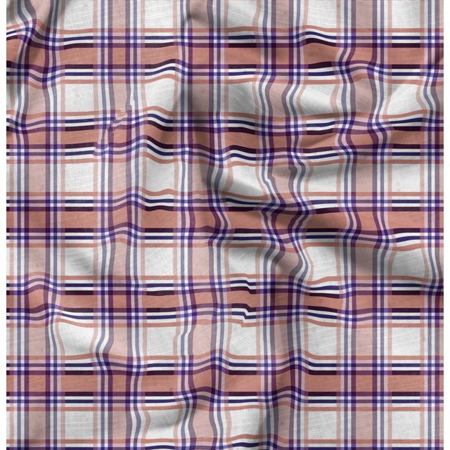 Soimoi polyester Crepe Fabric Gingham Check Printed Craft Fabric by the Yard 52 Inch Wide