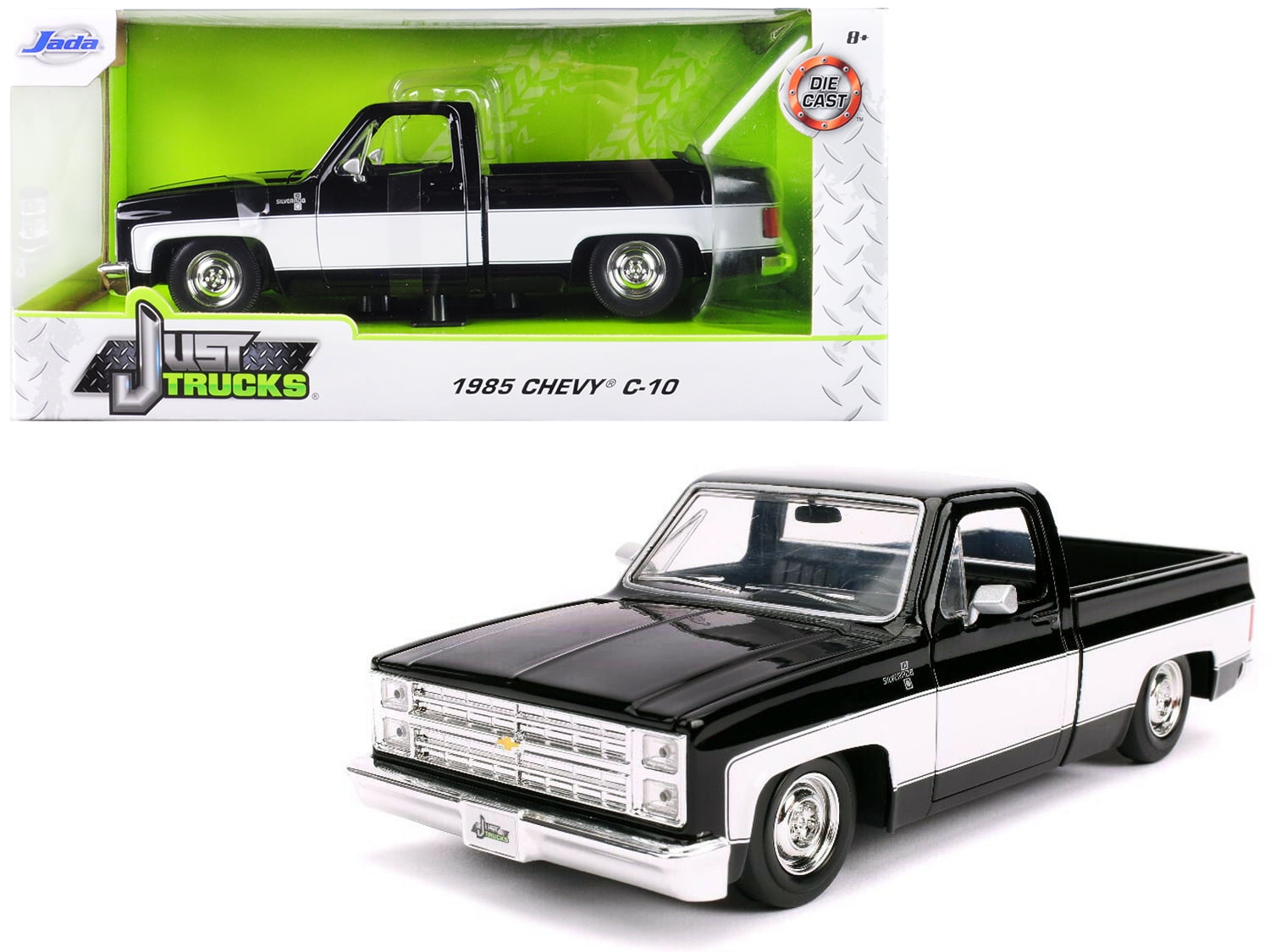 1985 Chevrolet Silverado C 10 Pickup Truck Stock Wheels Black And White Just Trucks 1 24 Diecast Model Car By Jada Walmart Com Walmart Com 1985 Chevrolet Silverado C 10 Pickup Truck Stock Wheels Black And White Just Trucks 1 24 Diecast Model Car By Jada Walmart Com Walmart Com