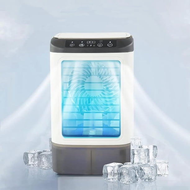 Aire Acondicionado Portátil, Enfriador de Aire, 4 en 1 Air Cooler Humidificador Purificador USB Ventilador 3 Velocidades Ajustables & 7 Colores Luces LED para El Hogar, Oficina