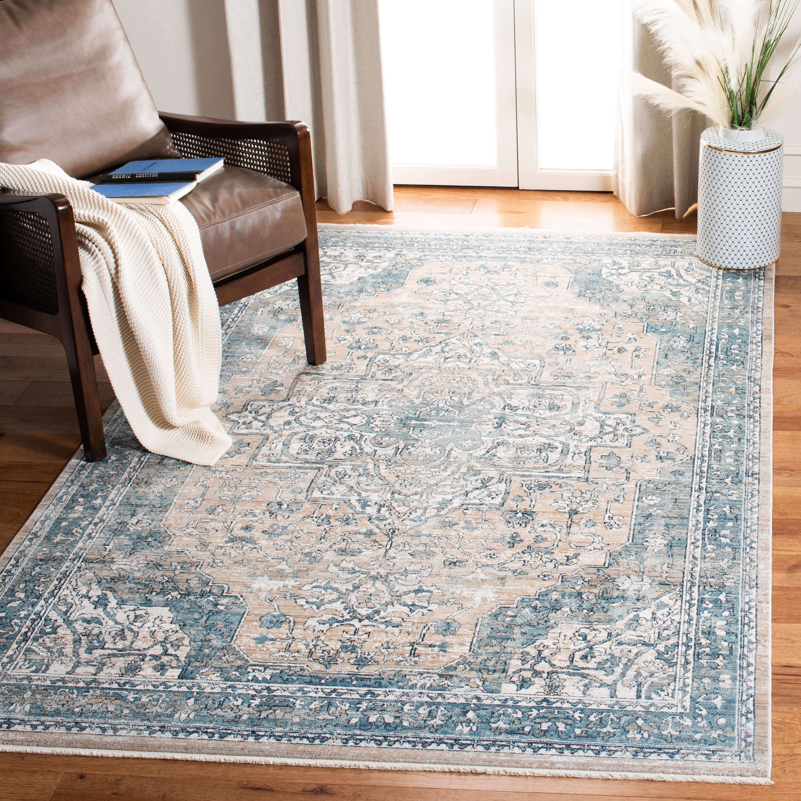 SAFAVIEH Victoria Lorraine Floral Bordered Area Rug, 12' x 16', Blue/Grey