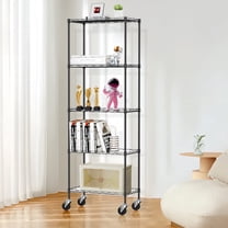 Mydeargo Height Adjustable Steel Shelving with Rolling Wheels for Home Kitchen Bathroom Laundry Storage