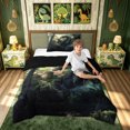 thumbnail image 2 of meiyoeat Jungle Forest Dragon Twin Comforter Sets for Men Boys, Woodland Animal Bedding Set, Green, Black Reversible, 2pcs, 1 Comforter and 1 Pillowcase, 2 of 6