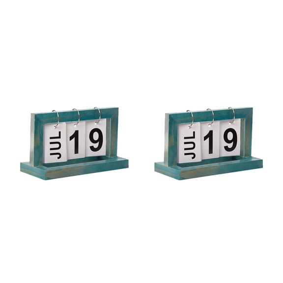 Calendario de Madera Matsuzay 20x12x9cm Color Negro Azul