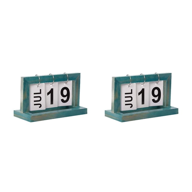 Inteprter Calendario de giro de página, de dormitorio de oficina, decoración de pie, decoración de restaurantes de interior, regalos de Azul 2piezas