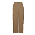 thumbnail image 6 of TZZQ Baggy Cargo Pants for Women High Waisted Hiking Pants Baggy Stretchy Wide Leg Streetwear Trousers with Pockets Lightweight Athletic Sweatpants Fashion Oversized Streetwear Trouser Brown S, 6 of 7