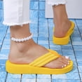 thumbnail image 4 of PiGOGI Women's Flip Flops Thick Sole Non-Slip Comfortable Beach Slippers Lightweight Summer Casual Yellow 5.5, 4 of 9