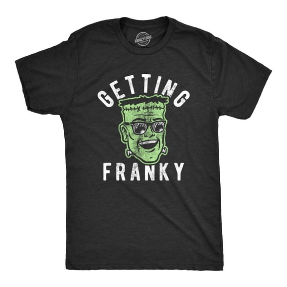 Mens Getting Franky T Shirt Funny Halloween Party Frankenstein Graphic Tee for Guys Graphic Tees