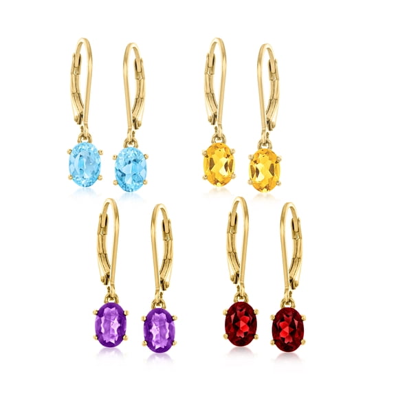 Ross-Simons 6.70 ct. t.w. Multi-Gemstone Jewelry Set: 4 Pairs Of Drop Earrings in 18kt Gold Over Sterling, Women's, Adult