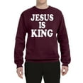 thumbnail image 2 of Jesus Is King Bible Scripture | Mens Christian Crewneck Graphic Sweatshirt, Maroon, Large, 2 of 3