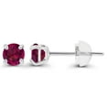thumbnail image 2 of Decadence Sterling Silver Rhodium 3mm Round Created Red Ruby July Birthstone Stud Earrings For Women, 2 of 5