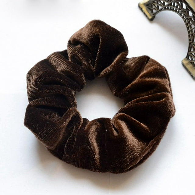 Élastiques en Velours Roses Chouchous Doux Bandeaux Attaches Cheveux Accessoires Cheveux Filles, Femmes (2 Pcs), Café 2 Pcs
