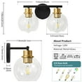 thumbnail image 2 of Deyidn 2 Light Black and Gold Bathroom Vanity Light with Globe Glass Shade Modern Bathroom Wall E26 Bulb, 2 of 6