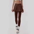 thumbnail image 7 of GEWSEY Women Tennis Skirted Leggings with Pockets Athletic Pleated Skirts with Leggings Workout Active Golf Skort (Brown, L), 7 of 7