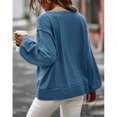 thumbnail image 4 of Sudadera con cuello redondo para mujer, moda informal, holgada, manga farol, retales, jersey para mujer, Tops para otoño invierno, azul L, 4 of 6