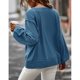 thumbnail image 4 of Mujeres crewneck sudadera moda casual suelta linterna manga patchwork mujeres pullover tops para Otoño Invierno azul XL, 4 of 6