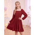 thumbnail image 6 of IBTOM CASTLE Teen Girl Sparkly Long Sleeve Formal Party Dress Junior Christmas Halloween Glitter Holiday Dress Tween Fancy Birthday Sneaker Ball Gown Red, 6 of 7