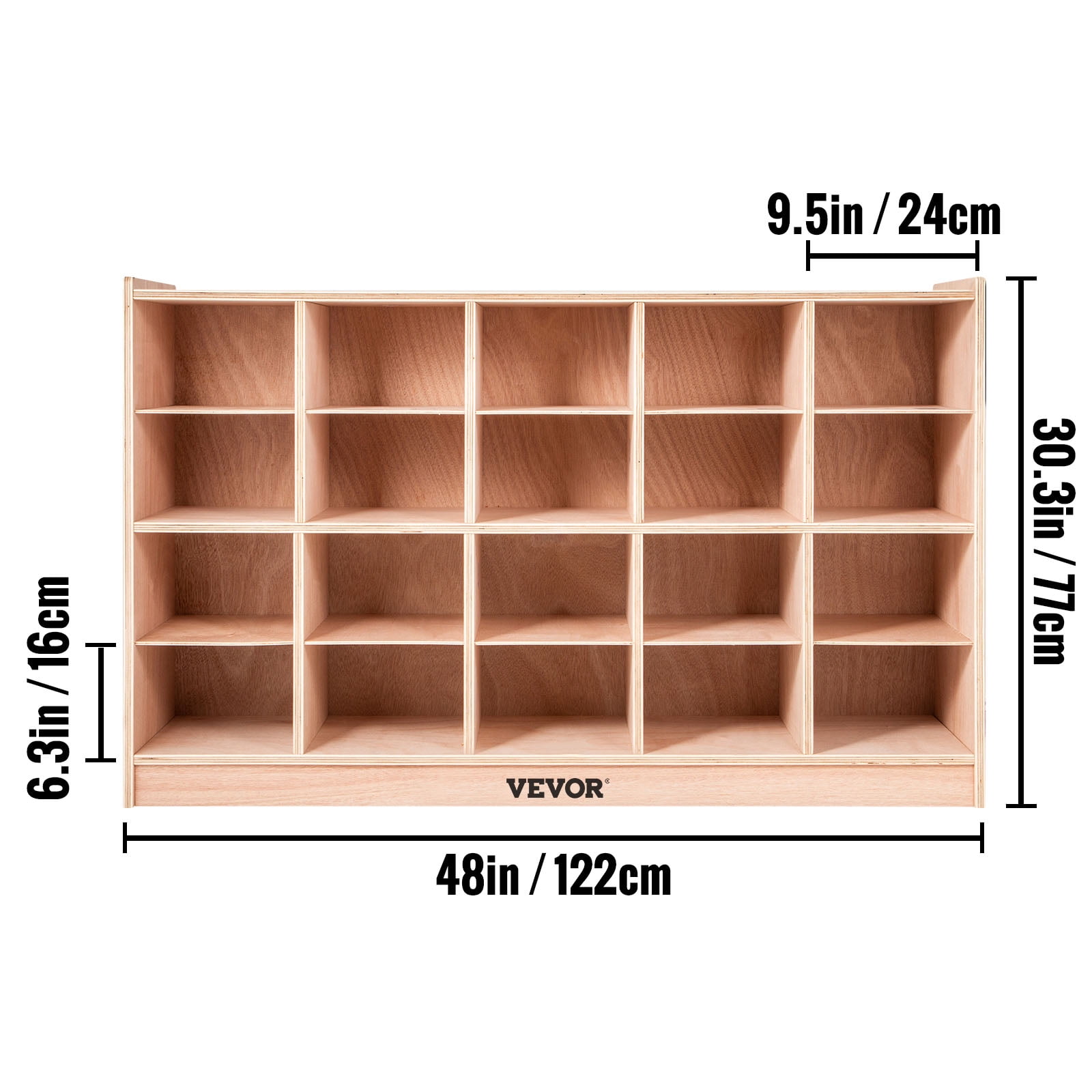 VEVOR 20 Grids Classroom Storage Cabinet Preschool Wooden Cubby Organizer W/ Casters 30 inch High Plywood Wooden Cubbies for Classroom