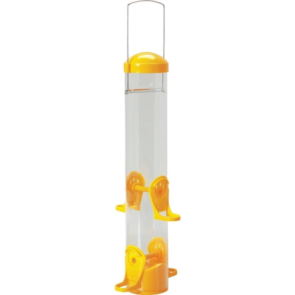 Stokes Select Thistle Tube Bird Feeder - 6 Ports, Rustproof - Small, Yellow, 1.6 lb