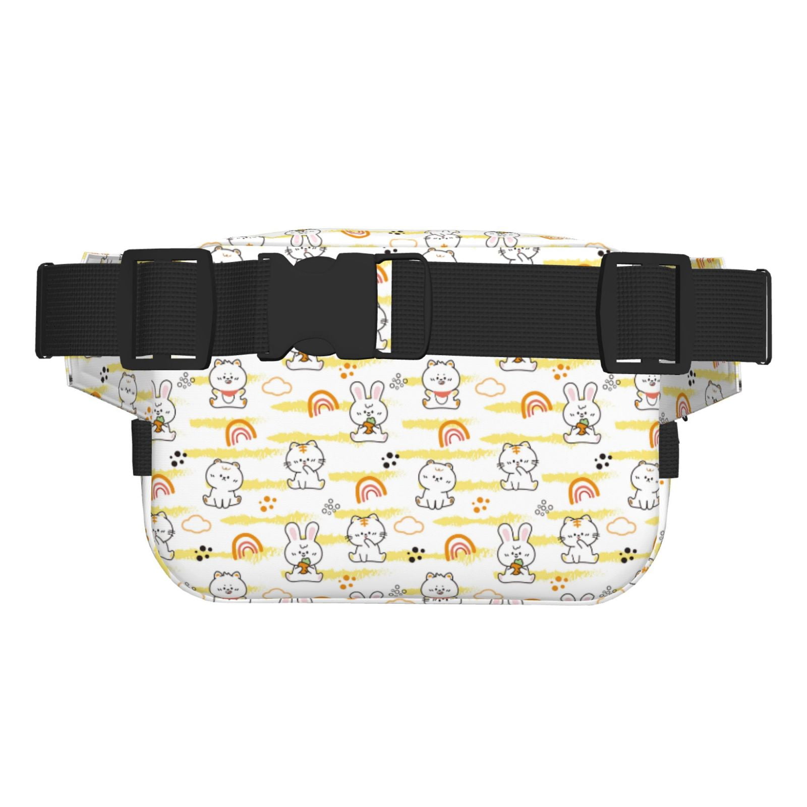 Picia Rabbit And Milk Tea Print Square Double-Layer Waist Bag Mini Adjustable Waist Belt Bag Exercise Running Travel Hiking