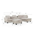 thumbnail image 5 of Benjara Ega 81 Inch Sectional Sofa, Chaise, Ottoman, Bluetooth Speakers, Beige, 5 of 6