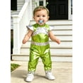 thumbnail image 4 of vastwit 2-Pieces Baby Alien Outfit Toddler Boys Girls Metallic Jumpsuit with Antenna Headband Fluorescent Green 6-12M, 4 of 7